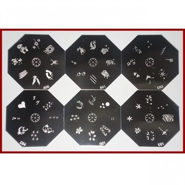 Nail Art Stamping Schablonen Set 6-Teilig