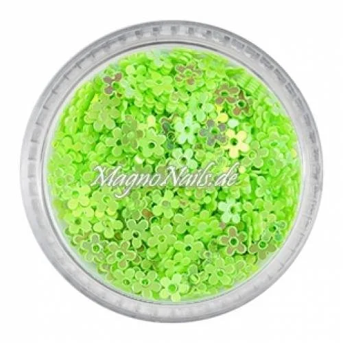 Glitter Shapes - Einlegemotive - Blumen hellgrün gelocht Nail Art Nails Nagel Nögel Nailart Einleger