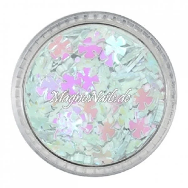 Glitter Shapes - Einlegemotive - Kleeblätter weiß Nail Art Nails Nagel Nögel Nailart Einleger