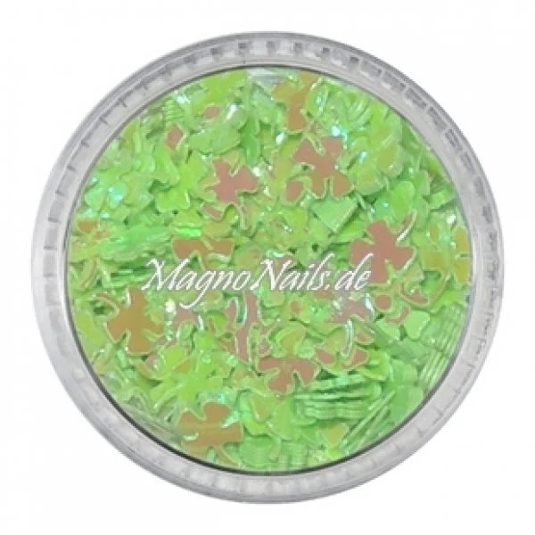 Glitter Shapes - Einlegemotive - Kleeblätter apfelgrün Nail Art Nails Nagel Nögel Nailart Einleger
