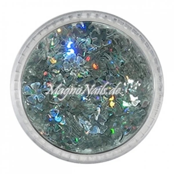 Glitter Shapes - Einlegemotive - Kleeblätter silber Nail Art Nails Nagel Nögel Nailart Einleger