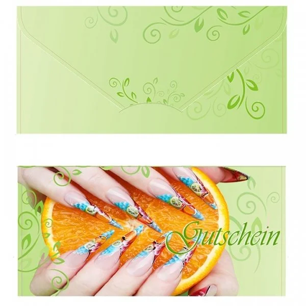 10 x Geschenk Gutschein Karten Nageldesign Fusspflege Fußpflege