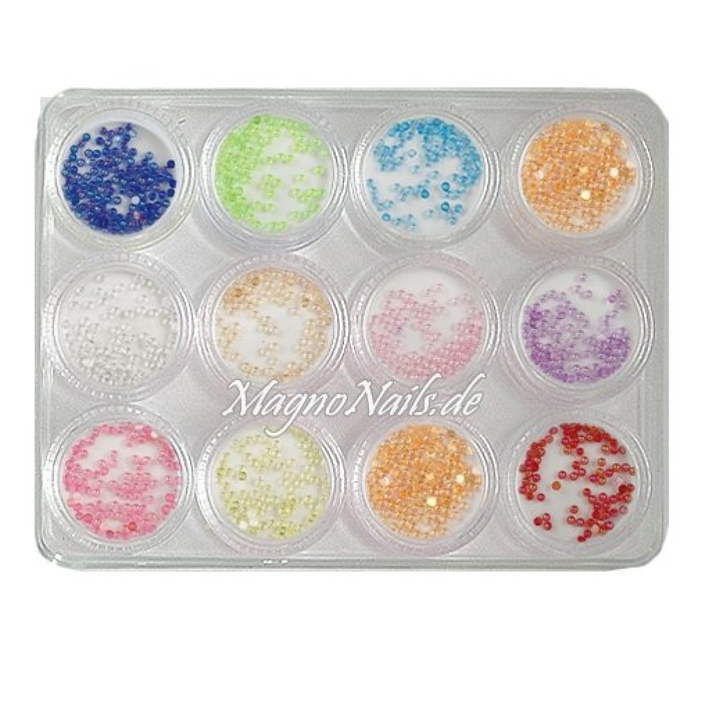 12 x Nail Art Halbperlen Set klar in einer Box Nail Art Nailart Nageldesign