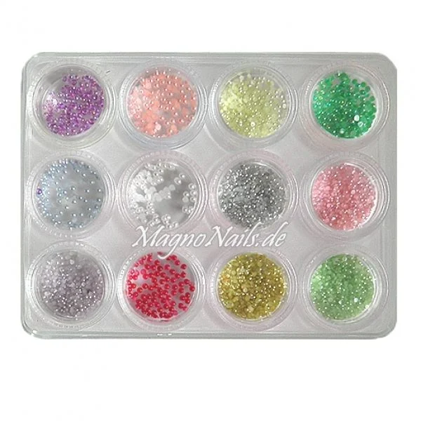 12 x Nail Art Halbperlen Set in einer Box Nail Art Nailart Nageldesign