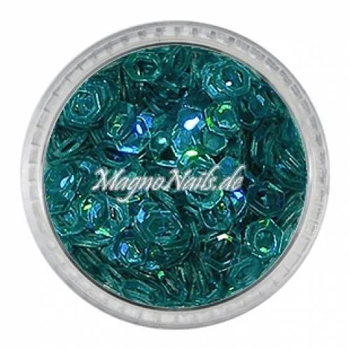 Glitter Shapes - Einlegemotive - hexagon gelocht türkis metallic Nail Art Nails Nagel Nögel Nailart Einleger