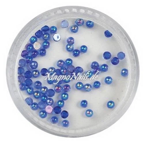 Nail Art Einlegemotive - Halbperlen blau AB Nägel Nails Nailart Nageldesign Nagel Glitzersteine