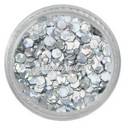 Glitter Shapes - Einlegemotive - hexagon silber Nail Art Nails Nagel Nögel Nailart Einleger