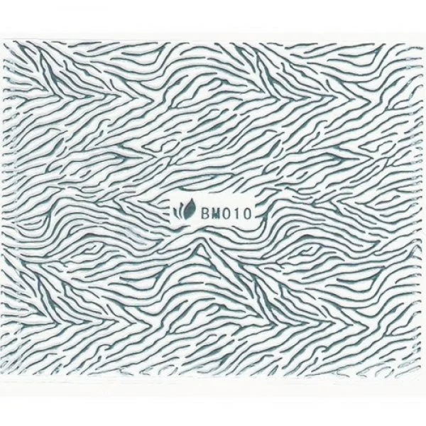 3D Metallic Sticker - silber Seblstklebende Aufkleber Nagelsticker Nagelaufkleber Tiger