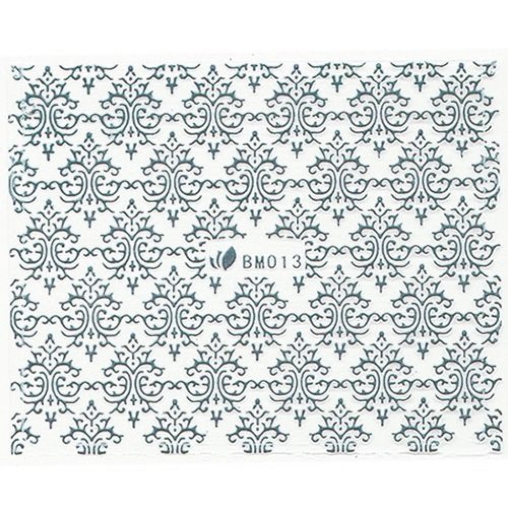 3D Metallic Sticker - silber Seblstklebende Aufkleber Nagelsticker Nagelaufkleber Barock Ornamente