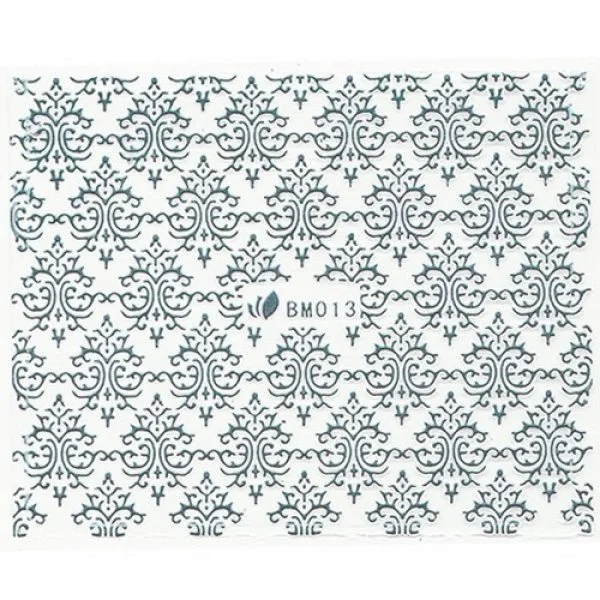 3D Metallic Sticker - silber Seblstklebende Aufkleber Nagelsticker Nagelaufkleber Barock Ornamente