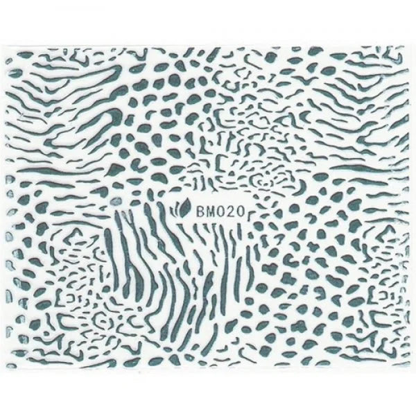 3D Metallic Sticker - silber Seblstklebende Aufkleber Nagelsticker Nagelaufkleber Tiger Leo Muster