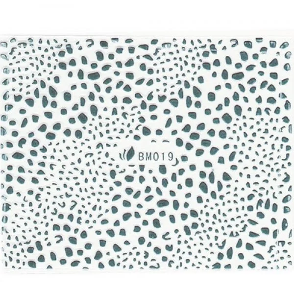 3D Metallic Sticker - silber Seblstklebende Aufkleber Nagelsticker Nagelaufkleber Leo Muster