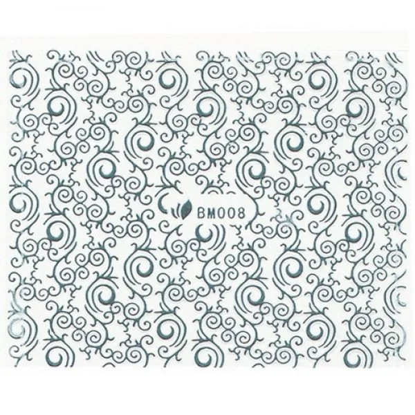 3D Metallic Sticker - silber Seblstklebende Aufkleber Nagelsticker Nagelaufkleber Tribal