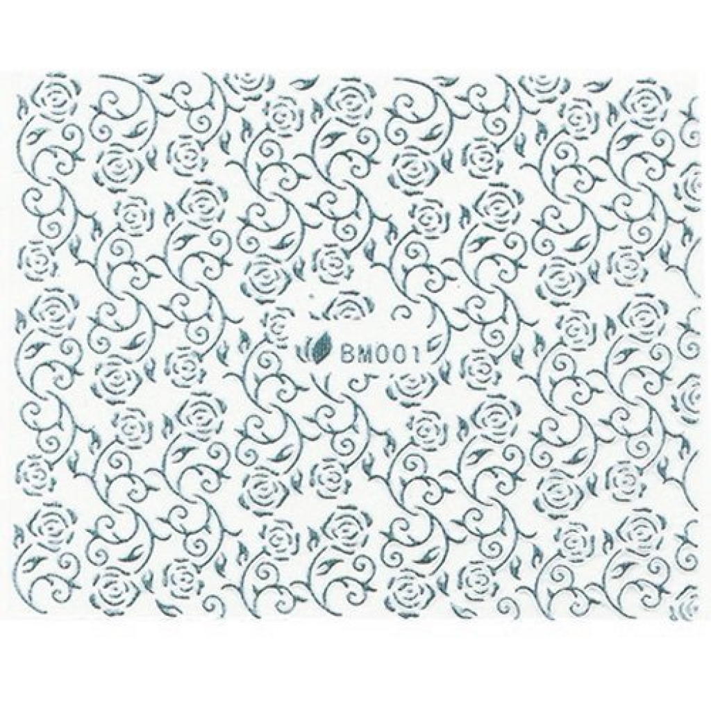 3D Metallic Sticker - silber Seblstklebende Aufkleber Nagelsticker Nagelaufkleber