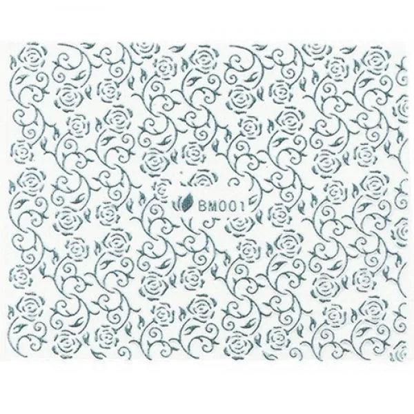 3D Metallic Sticker - silber Seblstklebende Aufkleber Nagelsticker Nagelaufkleber