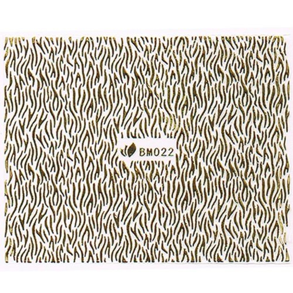 3D Metallic Sticker - gold Seblstklebende Aufkleber Nagelsticker Nagelaufkleber Tiger