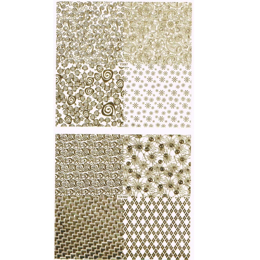 3D Full Cover Metallic Sticker Set - gold Selbstklebende Nagelaufkleber Nagelsticker