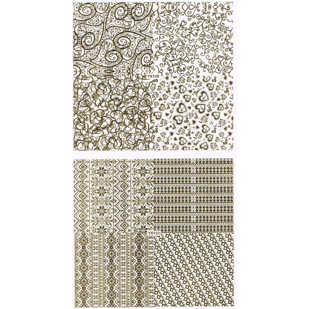 3D Full Cover Metallic Sticker Set - gold Selbstklebende Nagelaufkleber Nagelsticker