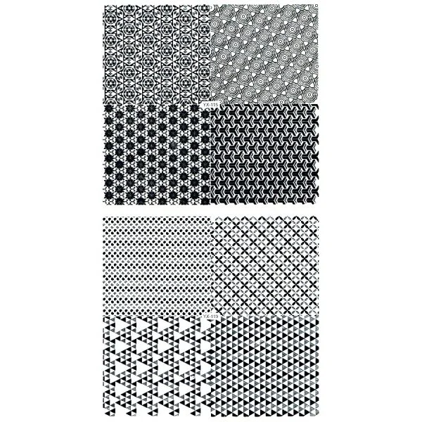 3D Full Cover Metallic Sticker Set - schwarz-silber Selbstklebende Nagelaufkleber Nagelsticker