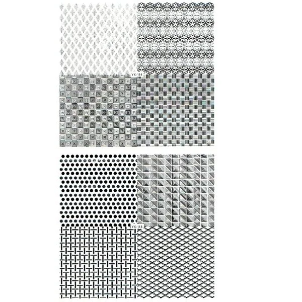 3D Full Cover Metallic Sticker Set - schwarz-silber Selbstklebende Nagelaufkleber Nagelsticker