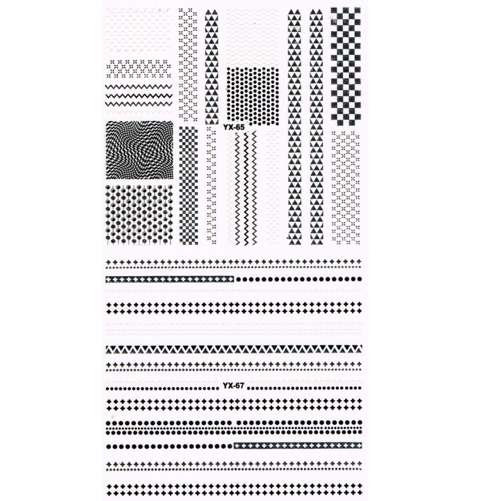 3D Full Cover Metallic Sticker Set - schwarz-silber Selbstklebende Nagelaufkleber Nagelsticker