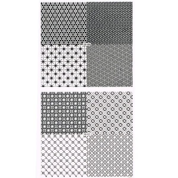 3D Full Cover Metallic Sticker Set - schwarz-silber Selbstklebende Nagelaufkleber Nagelsticker