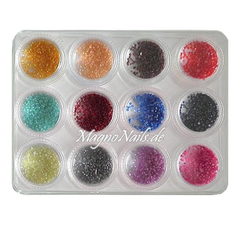 12 x Nail Art Mini Halbperlen Set in einer Box Nail Art Nailart Nageldesign