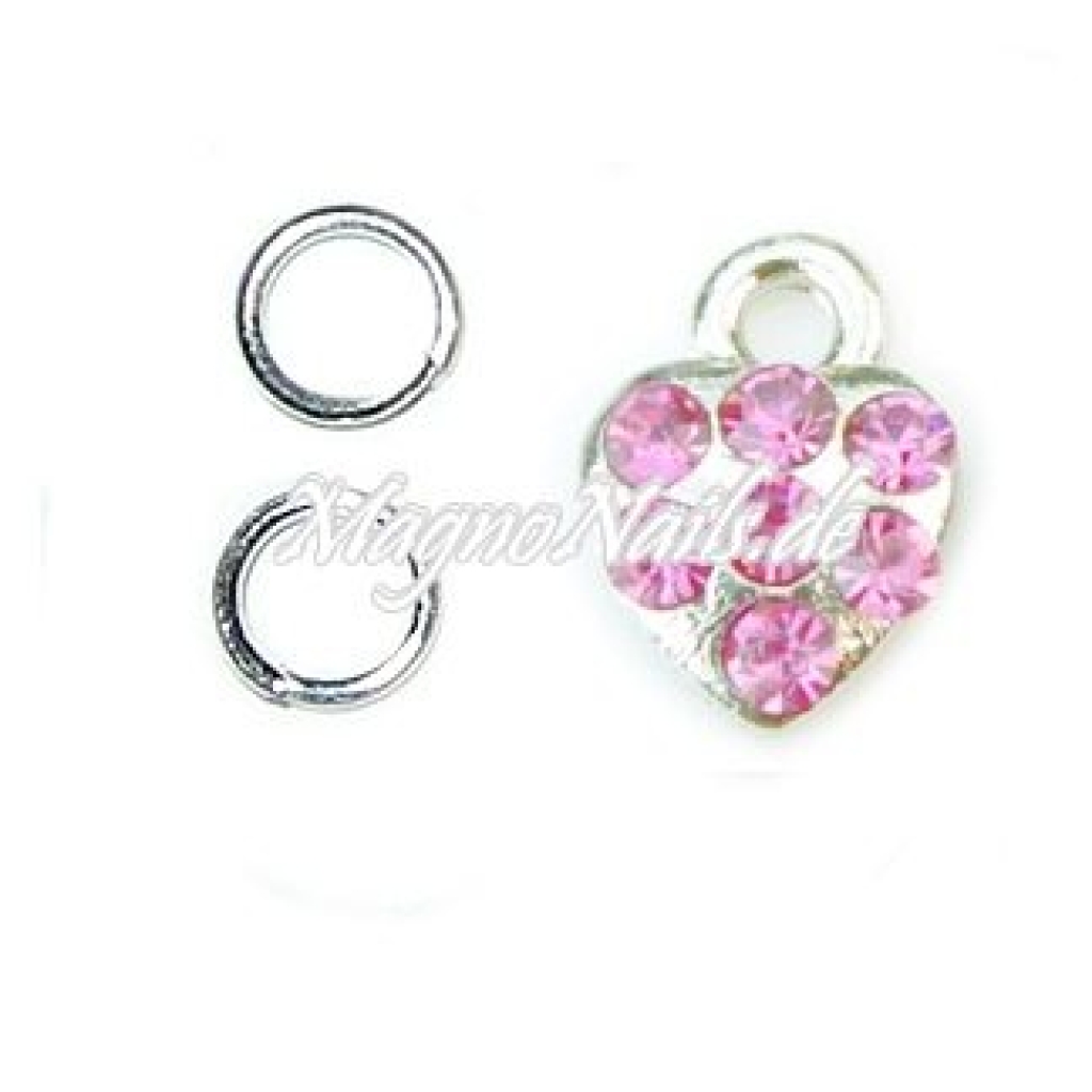 Nail Piercing Herz mit rosa Strasssteinen Nageldesign Nägel Schmuck Nails 