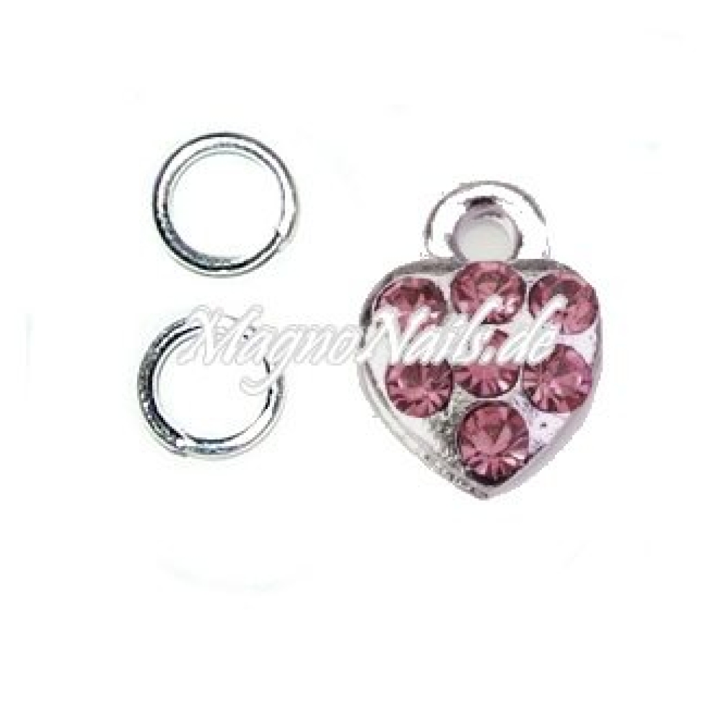 Nail Piercing Herz mit Strasssteinen Nageldesign Nägel Schmuck Nails 