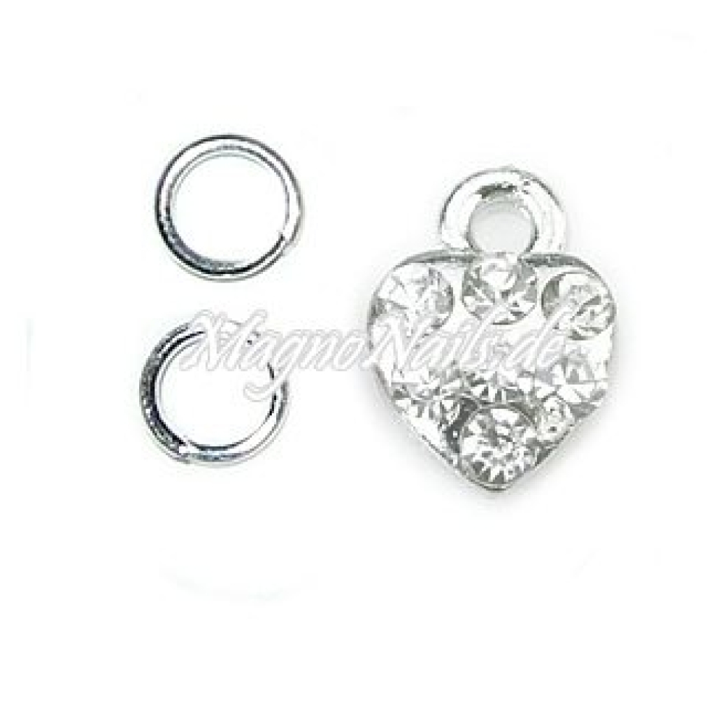 Nail Piercing Herz mit klaren Strasssteinen Nageldesign Nägel Schmuck Nails 