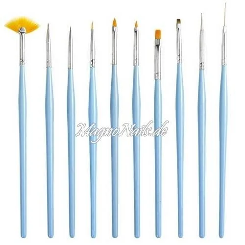 Nail Art Pinsel Set 10-Teilig hellblau Nagelpinsel Nägel Nagelstudio Zubehör Günstig Schnäppchen