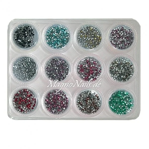12 x Nail Art Metall Plättchen rund in einer Box Nail Art Nailart Nageldesign