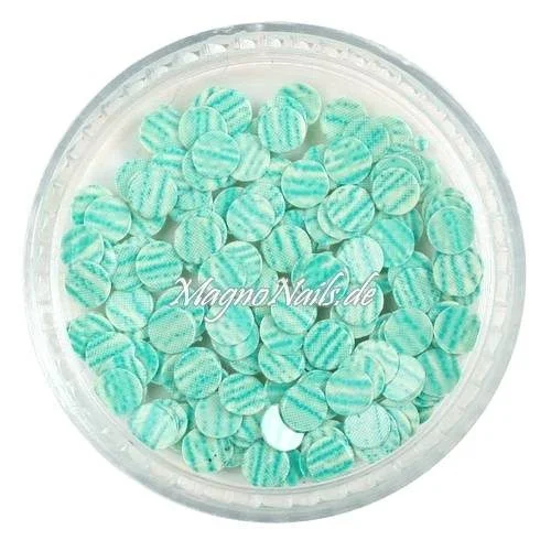 Runde Glitter Shapes - Einlegemotive - gestreift mint-weiß Nail Art Nails Nagel Nögel Nailart Einleger
