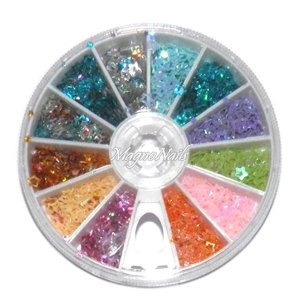 Einlegemotive - Glitter Sterne in einer Rondell Nail Art Nails Nagel Nögel Nailart Einleger