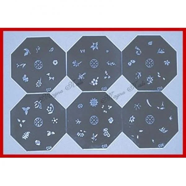 Nail Art Stamping Schablonen Set Serie C 6-Teilig