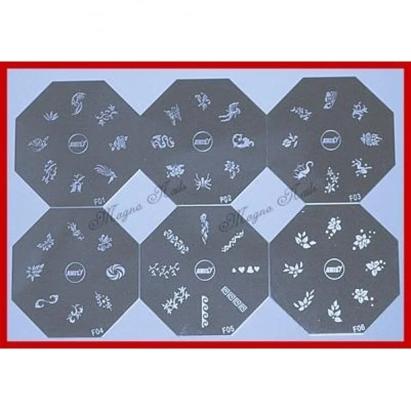 Nail Art Stamping Schablonen Set Serie F 6-Teilig