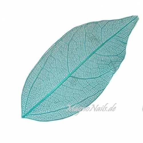Einlegemotive - Nail Art Skelettblätter türkis Nailart Nails Nägel Schmuck Einleger Nageldesign