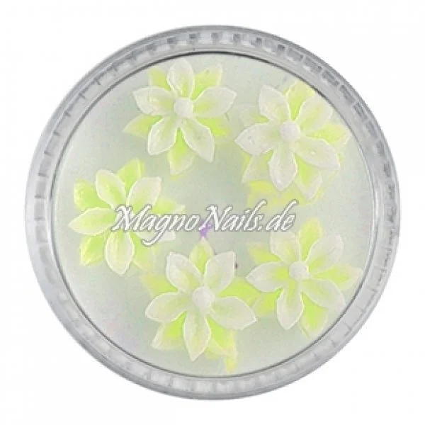 3D Einlegemotive - Gummi Soft Blumen neongelb