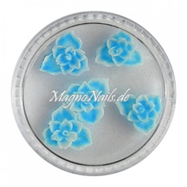 3D Einlegemotive - Gummi Soft Blumen hellblau