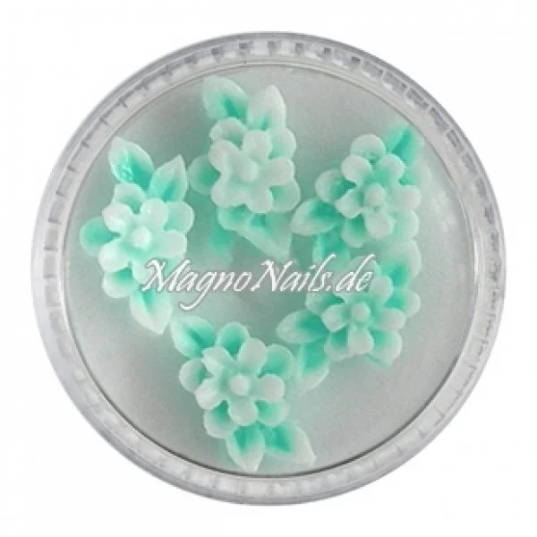 3D Einlegemotive - Gummi Soft Blumen pastelgrün
