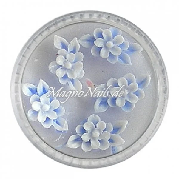 3D Einlegemotive - Gummi Soft Blumen hellblau