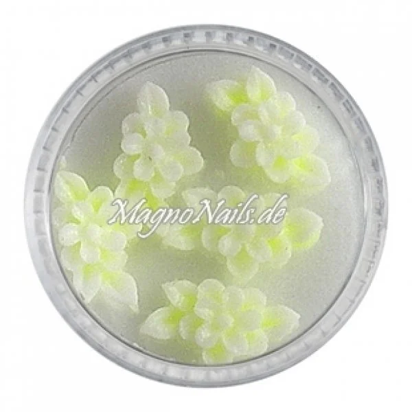 3D Einlegemotive - Gummi Soft Blumen neongelb