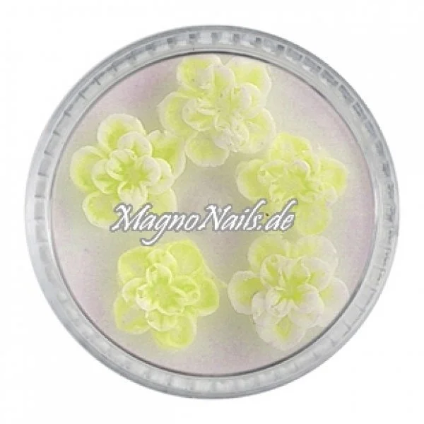 3D Einlegemotive - Gummi Soft Blumen neongelb