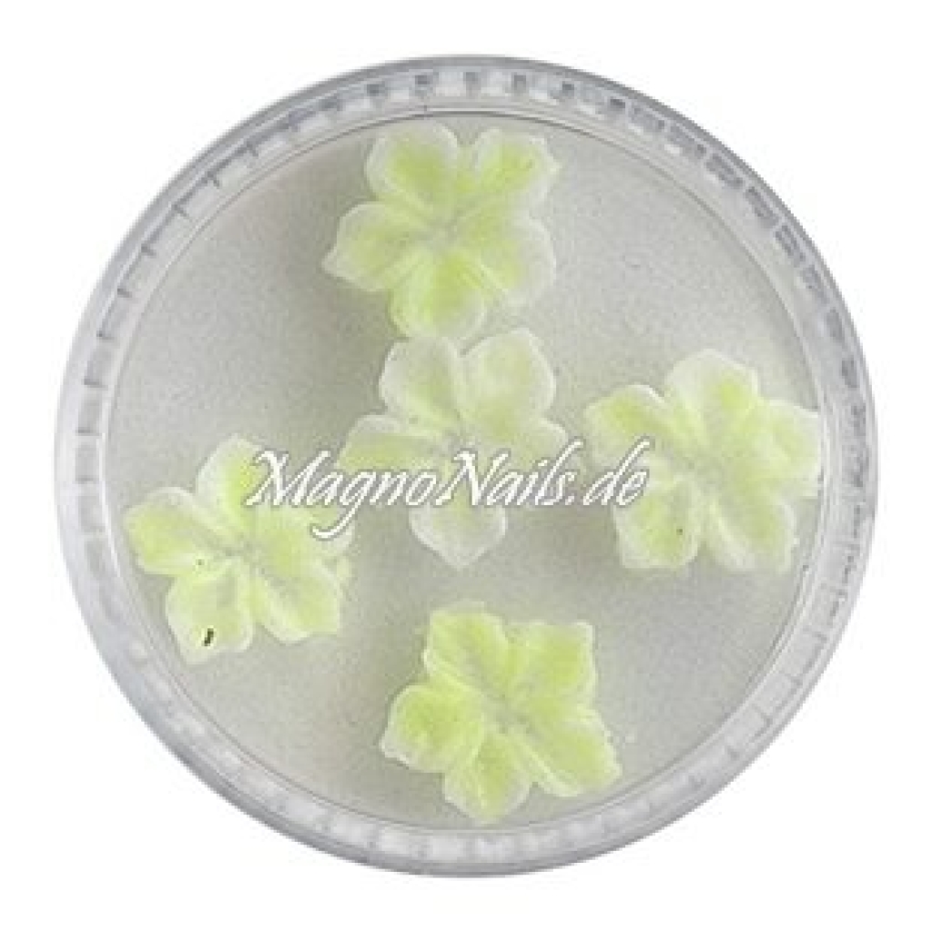 3D Einlegemotive - Gummi Soft Blumen neongelb