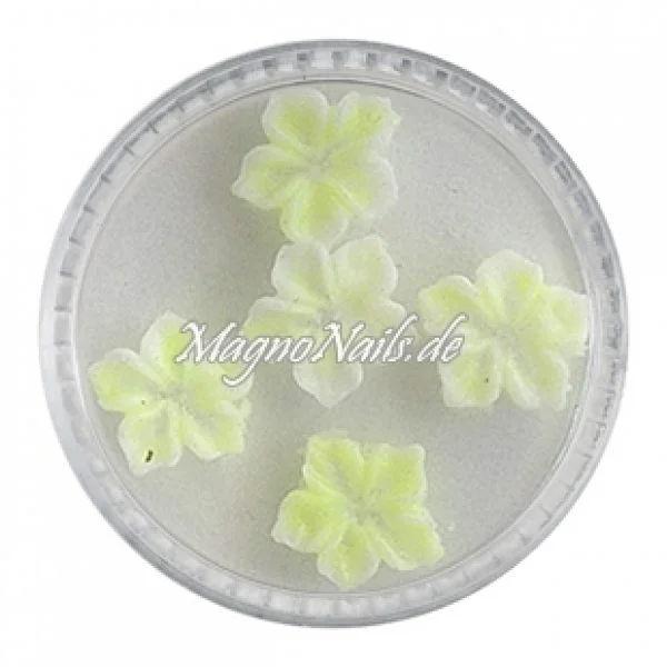 3D Einlegemotive - Gummi Soft Blumen neongelb