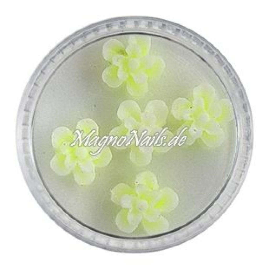 3D Einlegemotive - Gummi Soft Blumen neongelb