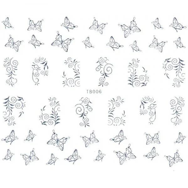 3D Full Cover Metallic Sticker - silber Selbstklebende Nagelaufkleber Nagelsticker