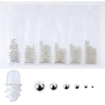 Nail Art Glasperlen - in 6 Größen silber