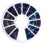 Strasssteine rund in einem Rondell - schwarz-blau