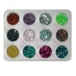 12 x Nail Art Pailetten in einer Box